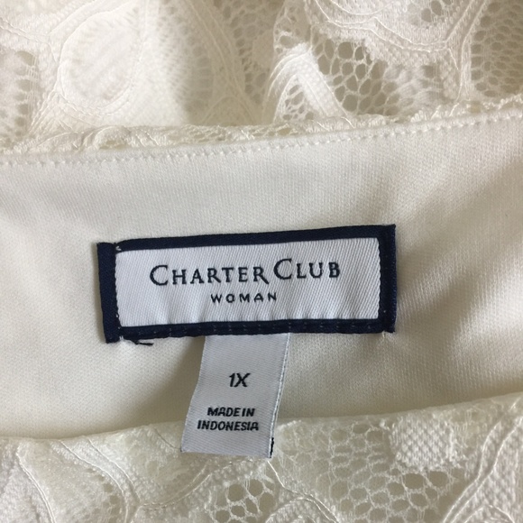 Charter Club White/Ivovy Lace Top - Picture 2 of 6